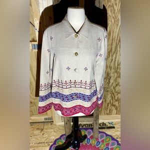 💥Coldwater Creek Persian Ribbon Border Linen Blend Jacket💥